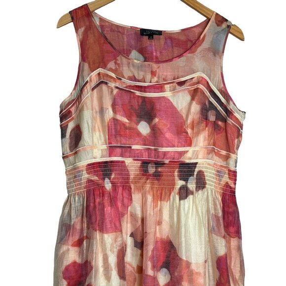 TAHARI Arthur S Levine Floral Watercolor Print Tencel Sleeveless Dress US Sz 12 - Picture 2 of 7
